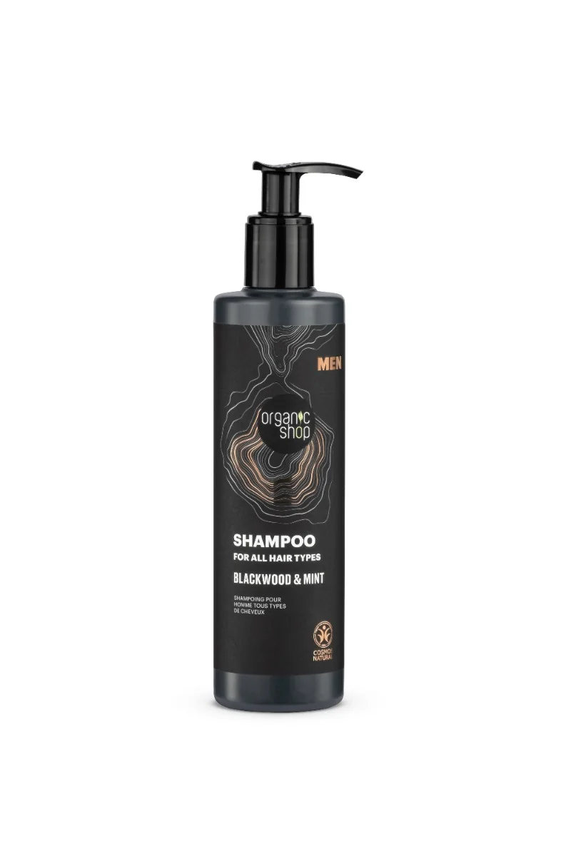 Organic Shop MEN Shampoo Blackwood & Mint, Szampon do wszystkich rodzajów włosów dla mężczyzn, 280 ml