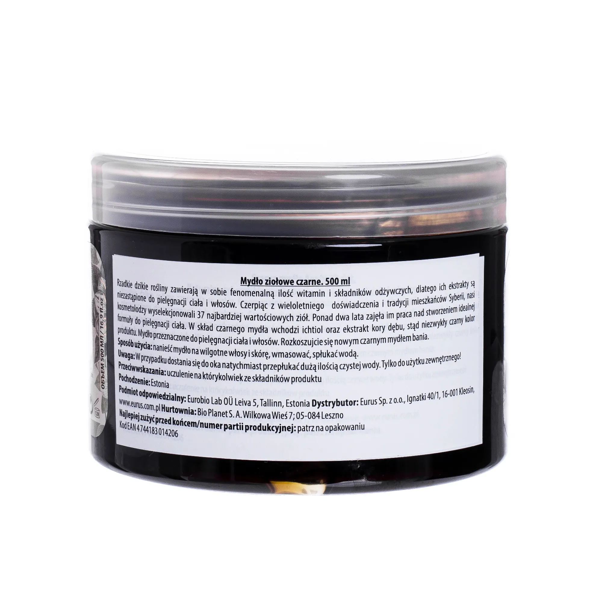 Receptury Babuszki Agafii, mydło naturalne czarne, 500 ml 