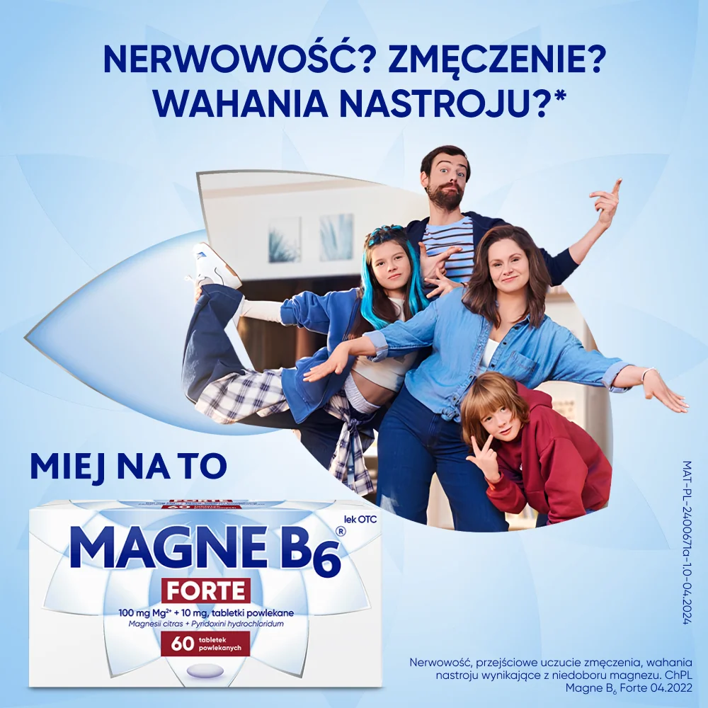 Magne B6 Forte 100 mg + 10 mg, 60 tabletek powlekanych