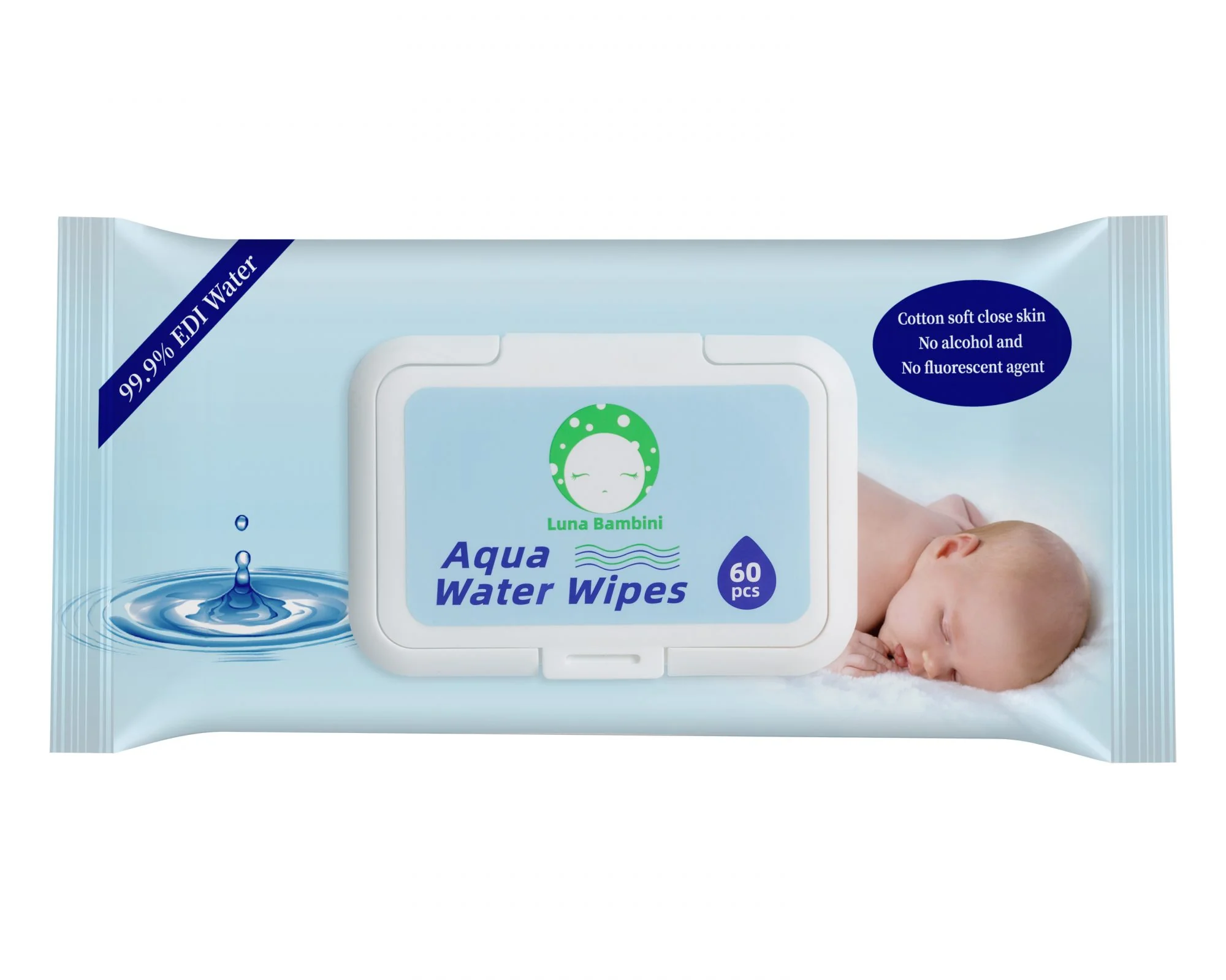 Luna Bambini Aqua Water Wipes, chusteczki wodne, 60 szt.