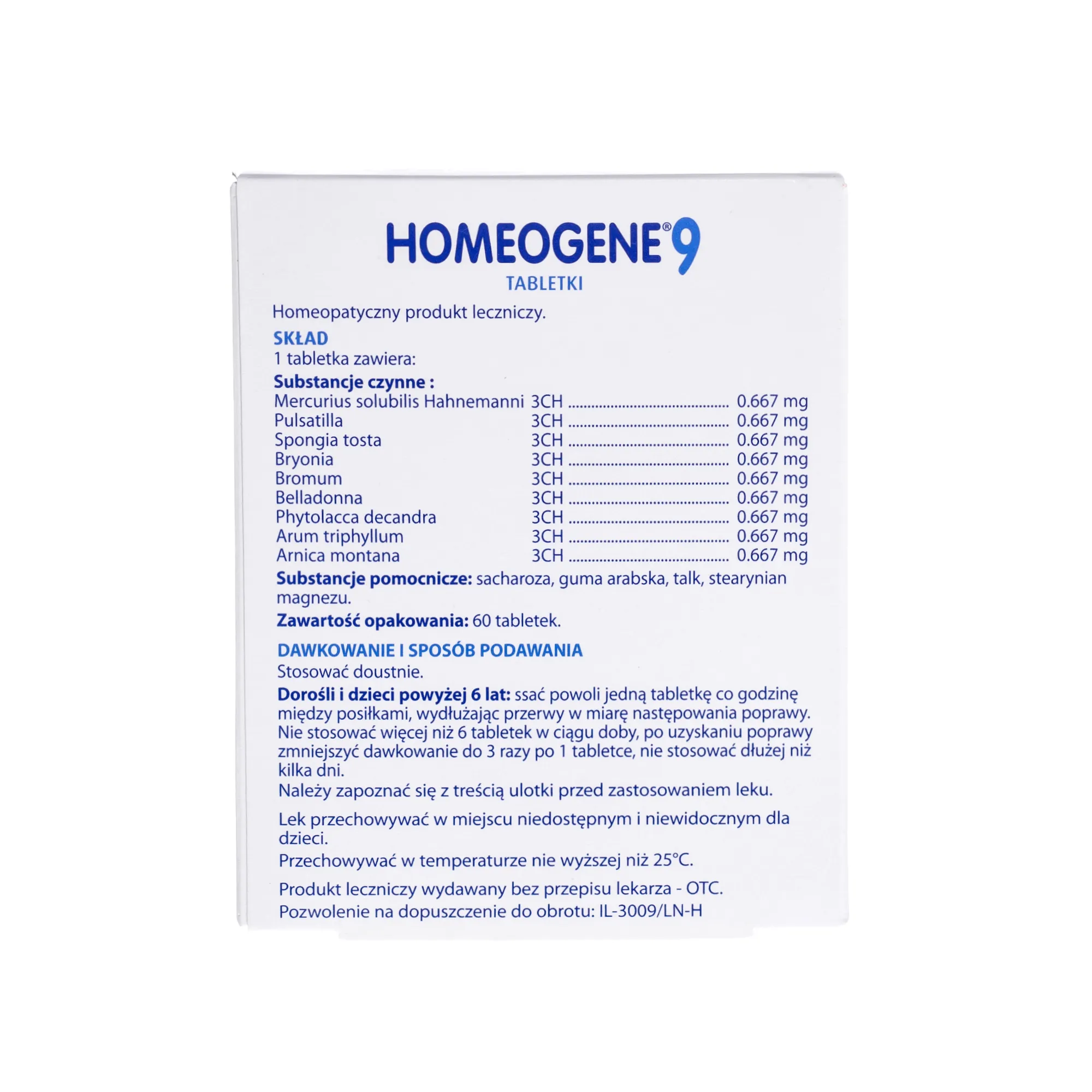 Homeogene 9, 60 tabletek 