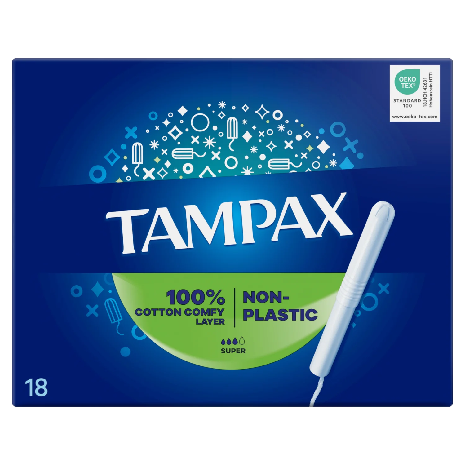 Tampax Super, Tampony z aplikatorem kartonowym, 18 sztuk