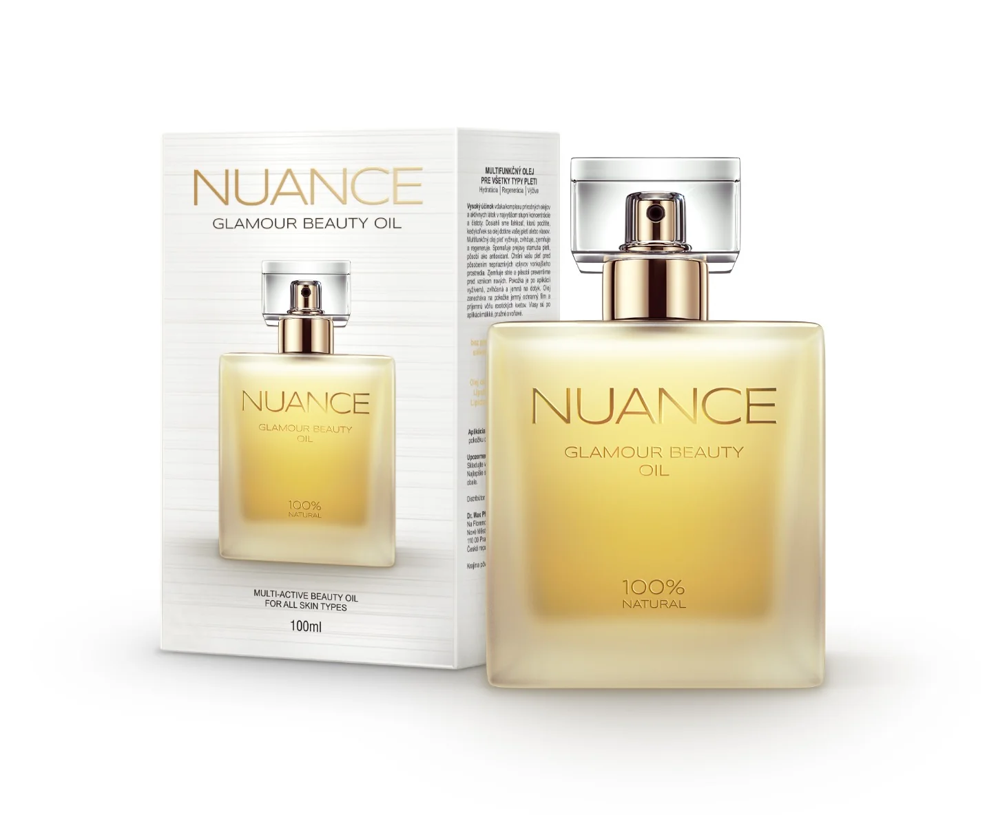 Nuance Glamour Beauty Oil, Olejek pielęgnacyjny do twarzy, ciała i włosów, 100 ml