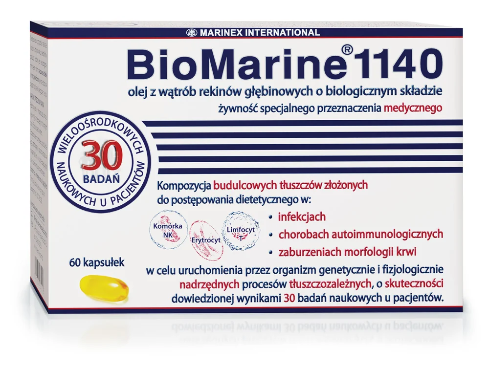 BioMarine 1140, olej z wątroby rekina, 60 kapsułek