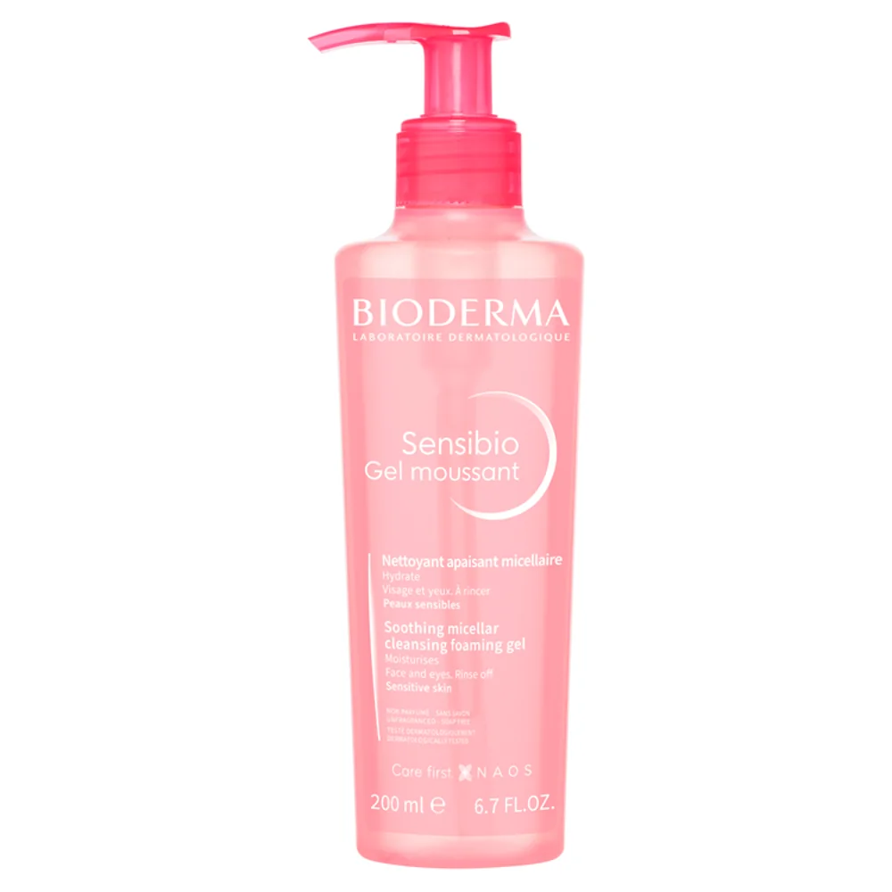 Bioderma Sensibio Gel Moussant, łagodzący żel oczyszczający do twarzy, 200 ml