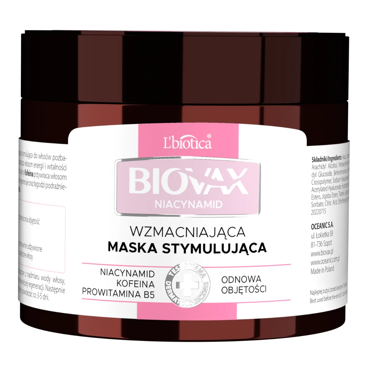 Biovax Niacynamid, maska do włosów wmacniająca, 250 ml