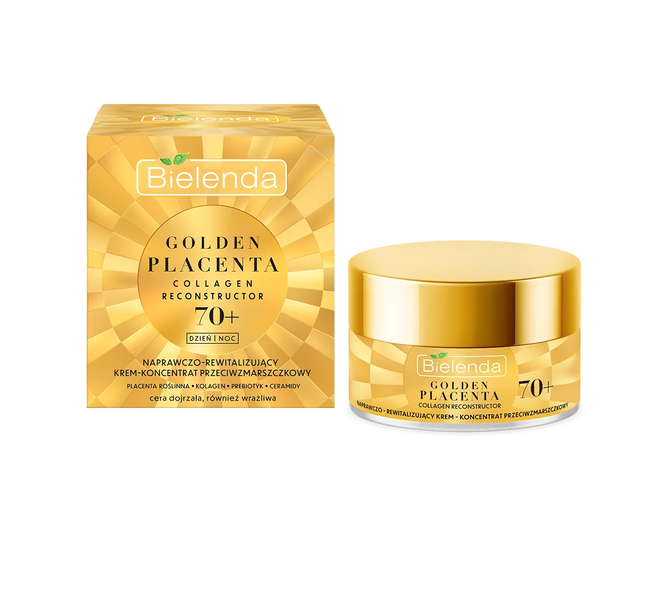 Bielenda Golden Placenta Collagen Reconstructor, naprawczo-rewitalizujący krem-koncentrat przeciwzmarszczkowy 70+, 50 ml