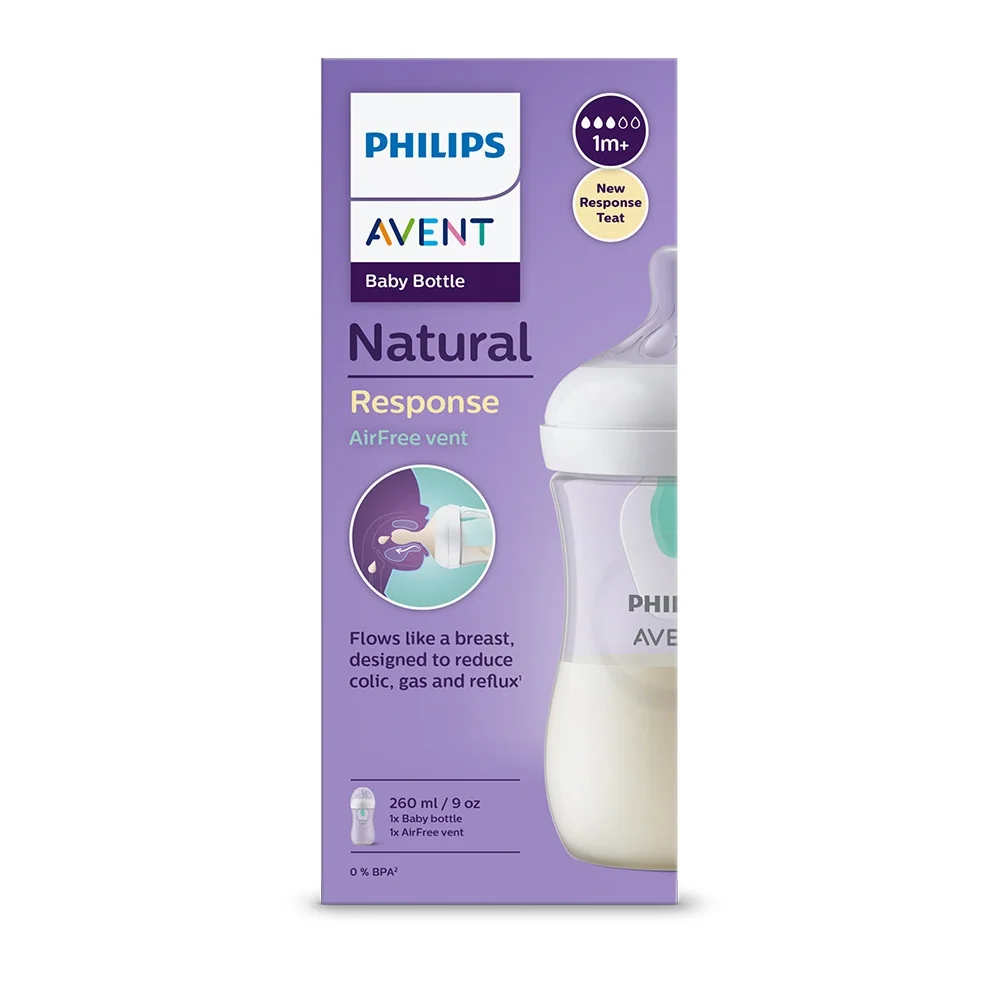 Philips Avent, responsywna butelka dla niemowląt Natural AirFree SCY673/01, 260 ml