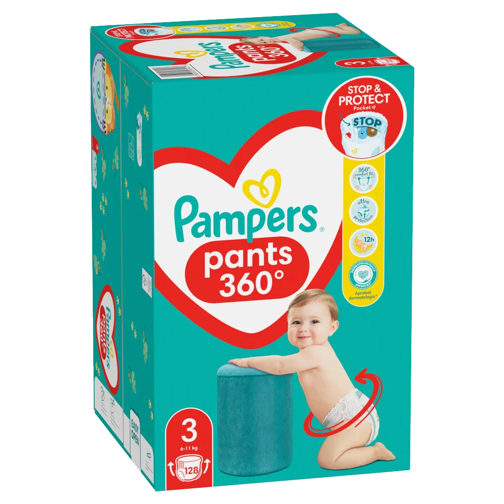 Pampers Pants 3 ( 6kg-11kg), pieluchomajtki, 128 sztuk 