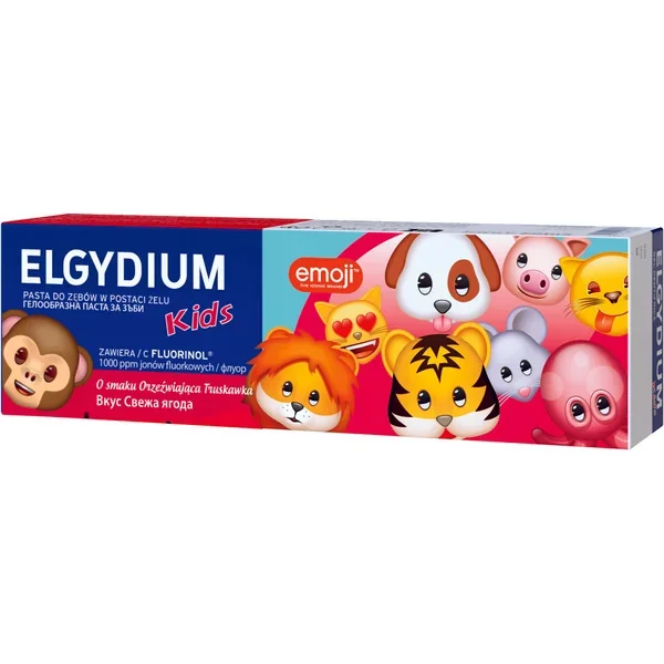 Elgydium Kids Emoji pasta do zębów dla dzieci o smaku orzeźwiająca truskawka, 50 ml