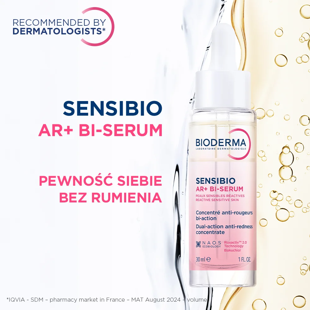 Bioderma Sensibio AR+ Bi serum o podwójnym działaniu redukuje zaczerwienia i wygładza zmarszczki, 30 ml