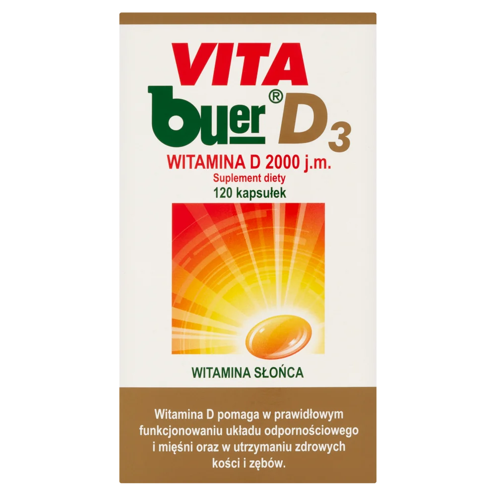 Vita Buer D3, witamina D 2000 j.m. suplement diety, 120 kapsułek