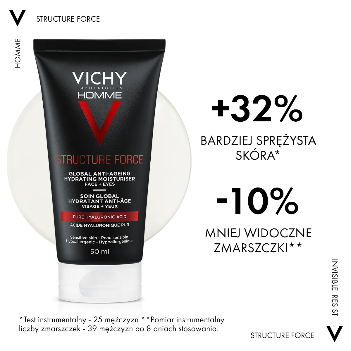 Vichy Homme Structure Force przeciwzmarszczkowy krem wzmacniający, 50 ml