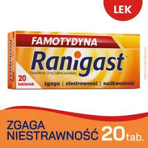 Famotydyna Ranigast, 20 mg, 20 tabletek powlekanych