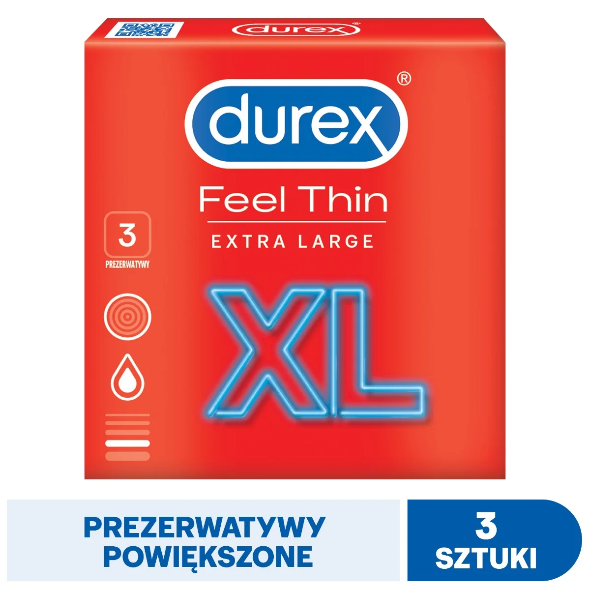 Durex Feel Thin XL, prezerwatywy, 3 szt.