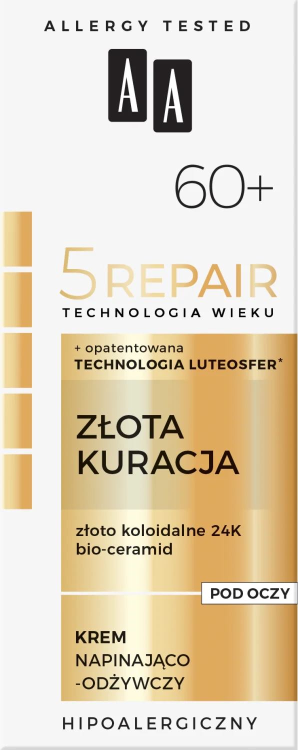 AA 5Repair Złota Kuracja napinająco-odżywczy krem pod oczy 60+, 15 ml