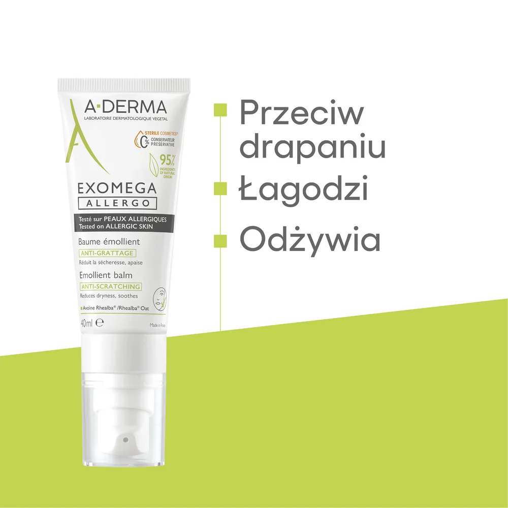 A-Derma Exomega Allergo Emollient Balm balsam do ciała, 40 ml