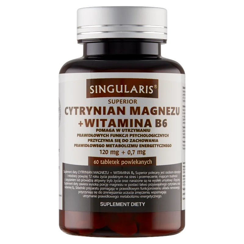 Singularis Superior Cytrynian Magnezu + Witamina B6, suplement diety, 60 tabletek