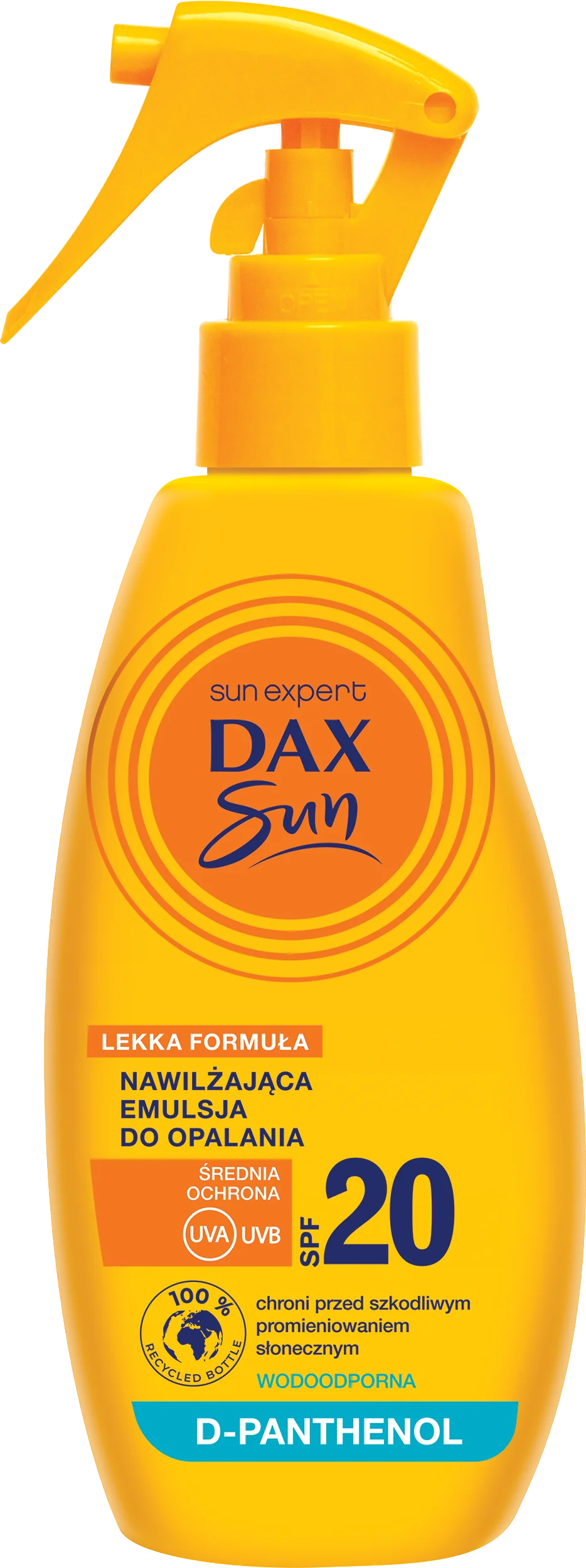 Dax Sun, nawilżająca emulsja do opalania w sprayu SPF20, 200 ml