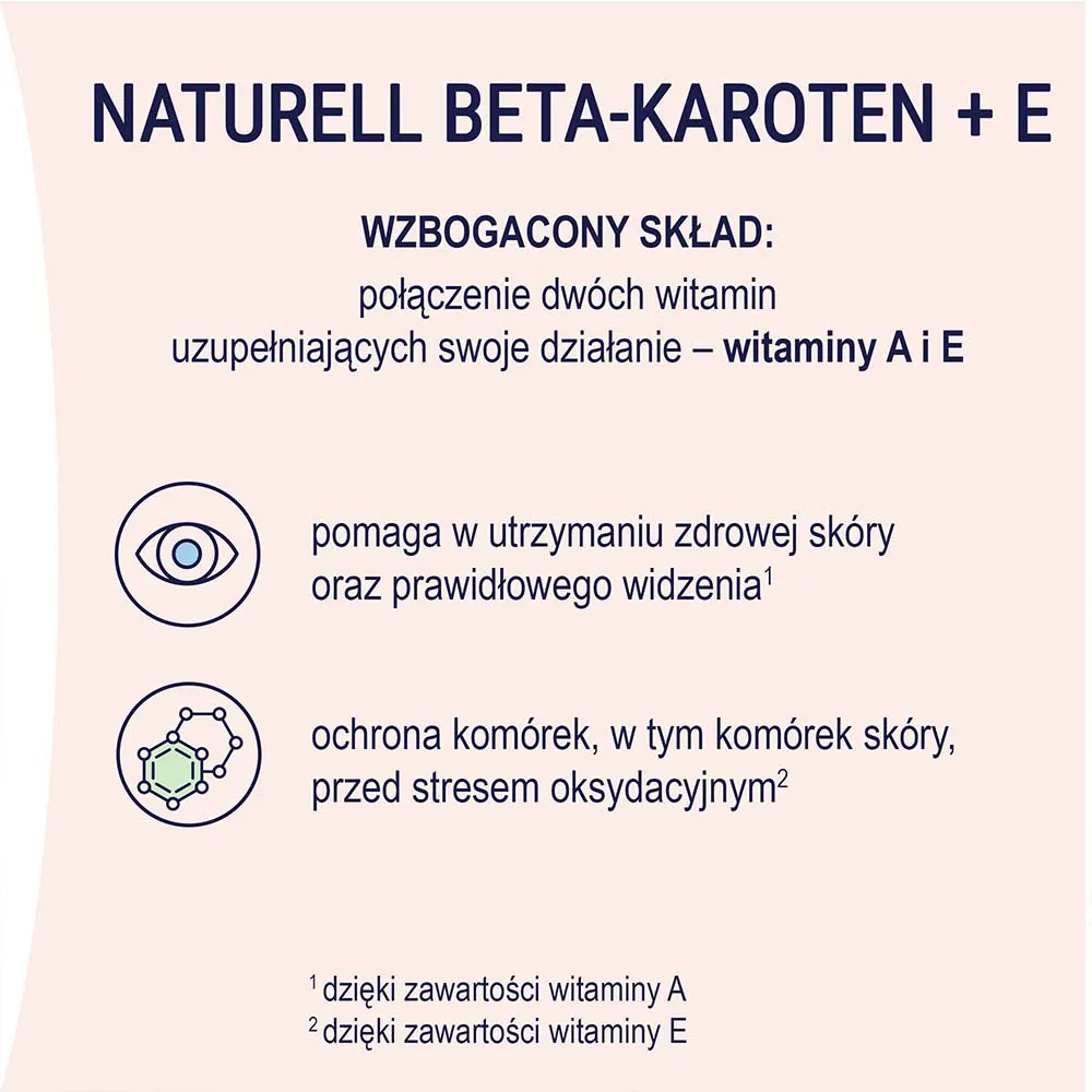 Naturell Beta-Karoten + E, suplement diety, 60 tabletek 