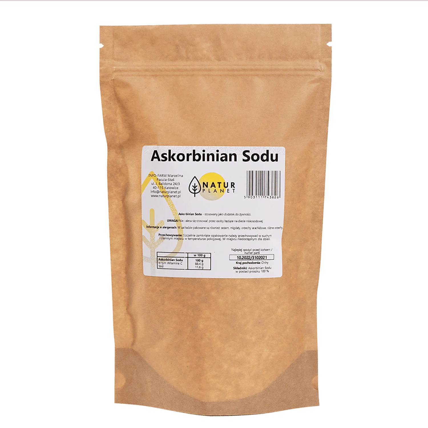 Natur Planet Askorbinian Sodu proszek, 300 g