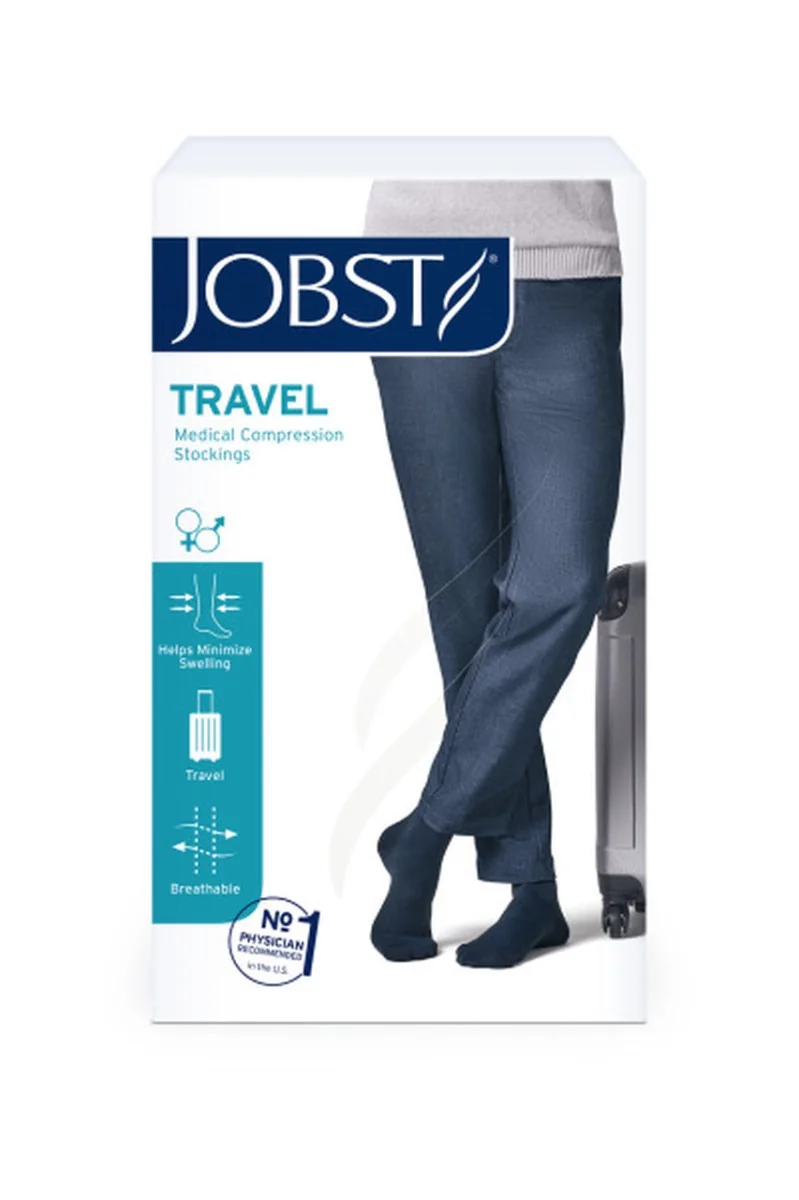 Jobst Travel, podkolanówki CCL1, kolor czarny, rozmiar I, zamknięte palce, 1 para