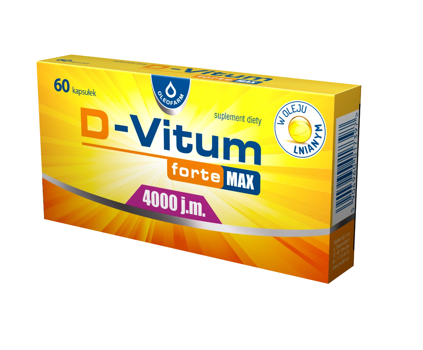 D-Vitum Forte Max 4000 j.m., suplement diety, 60 kapsułek