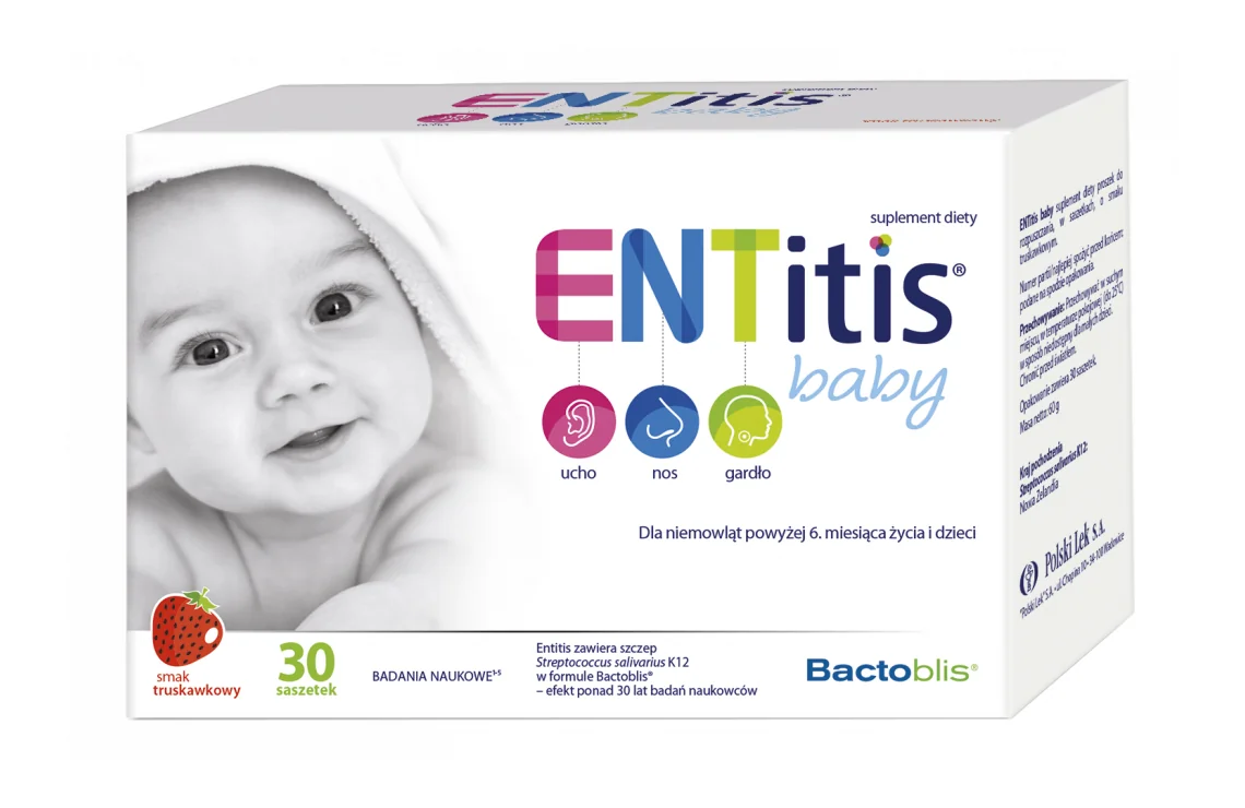 Entitis Baby, suplement diety, smak truskawkowy, 30 saszetek