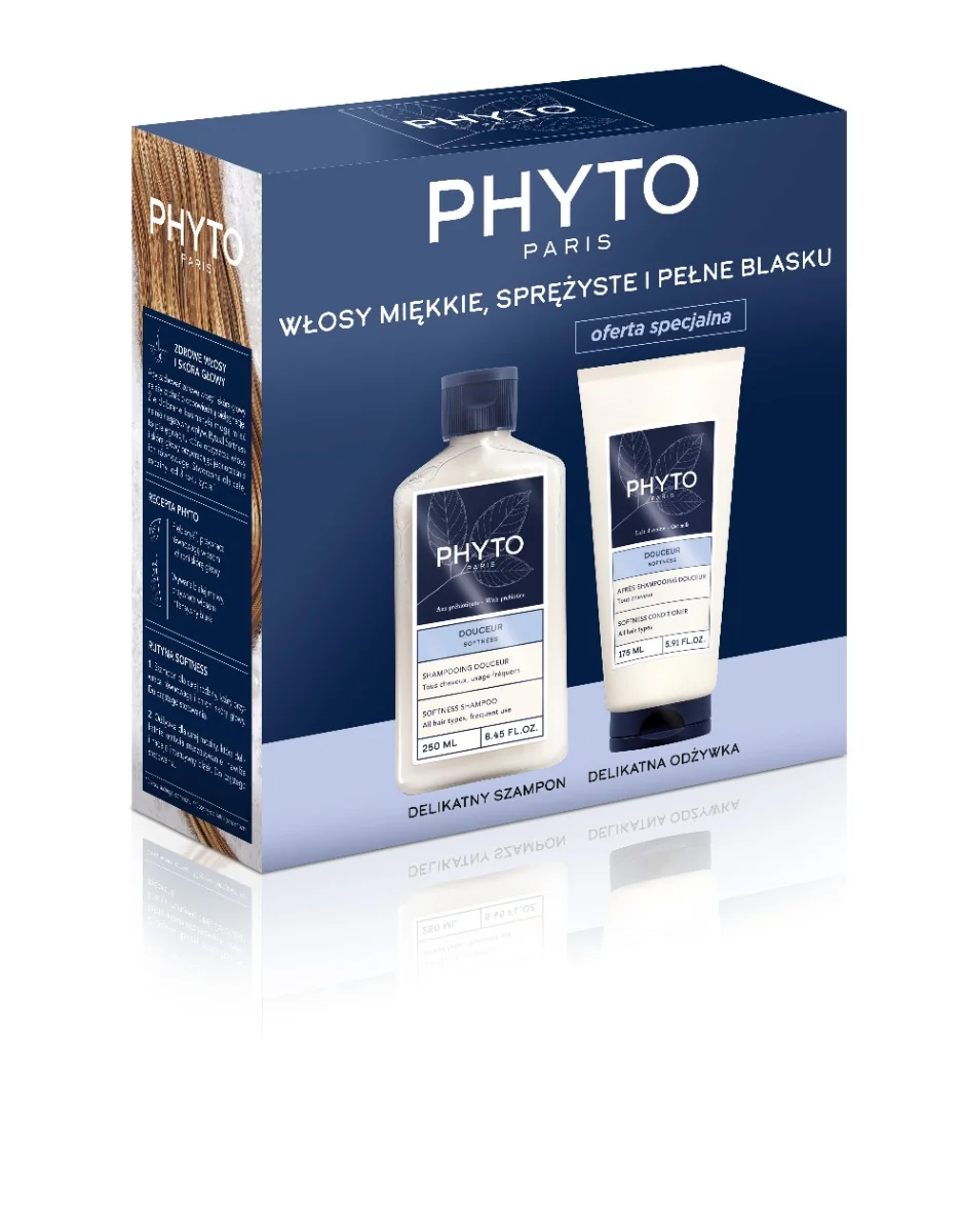 PHYTO Softness, szampon i odżywka do wszystkich rodzajów włosów, 200 ml + 175 ml