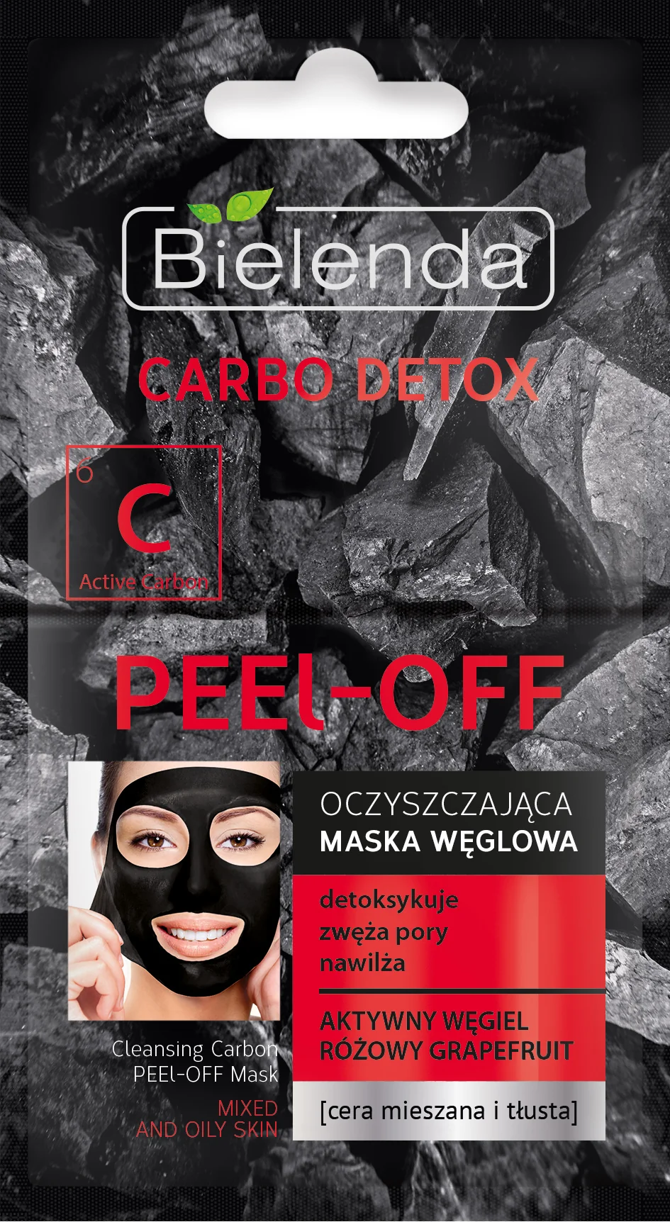 Bielenda Carbo Detox, oczyszczająca maska węglowa PEEL-OFF, 2 x 6 g