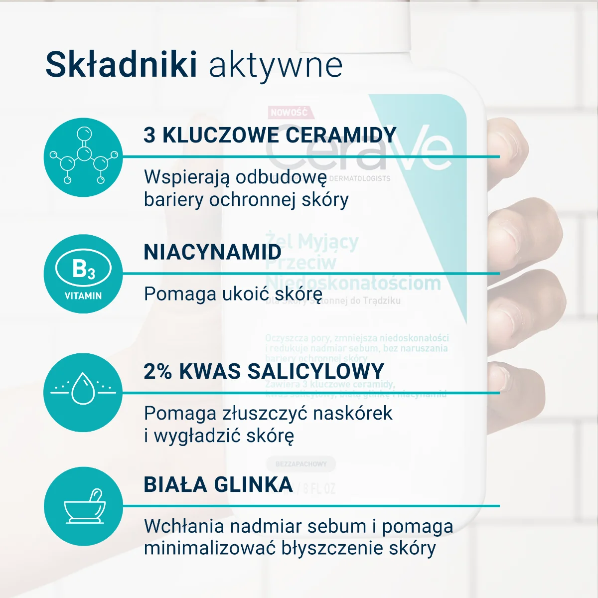 CeraVe żel myjący przeciw niedoskonałościom, 236 ml