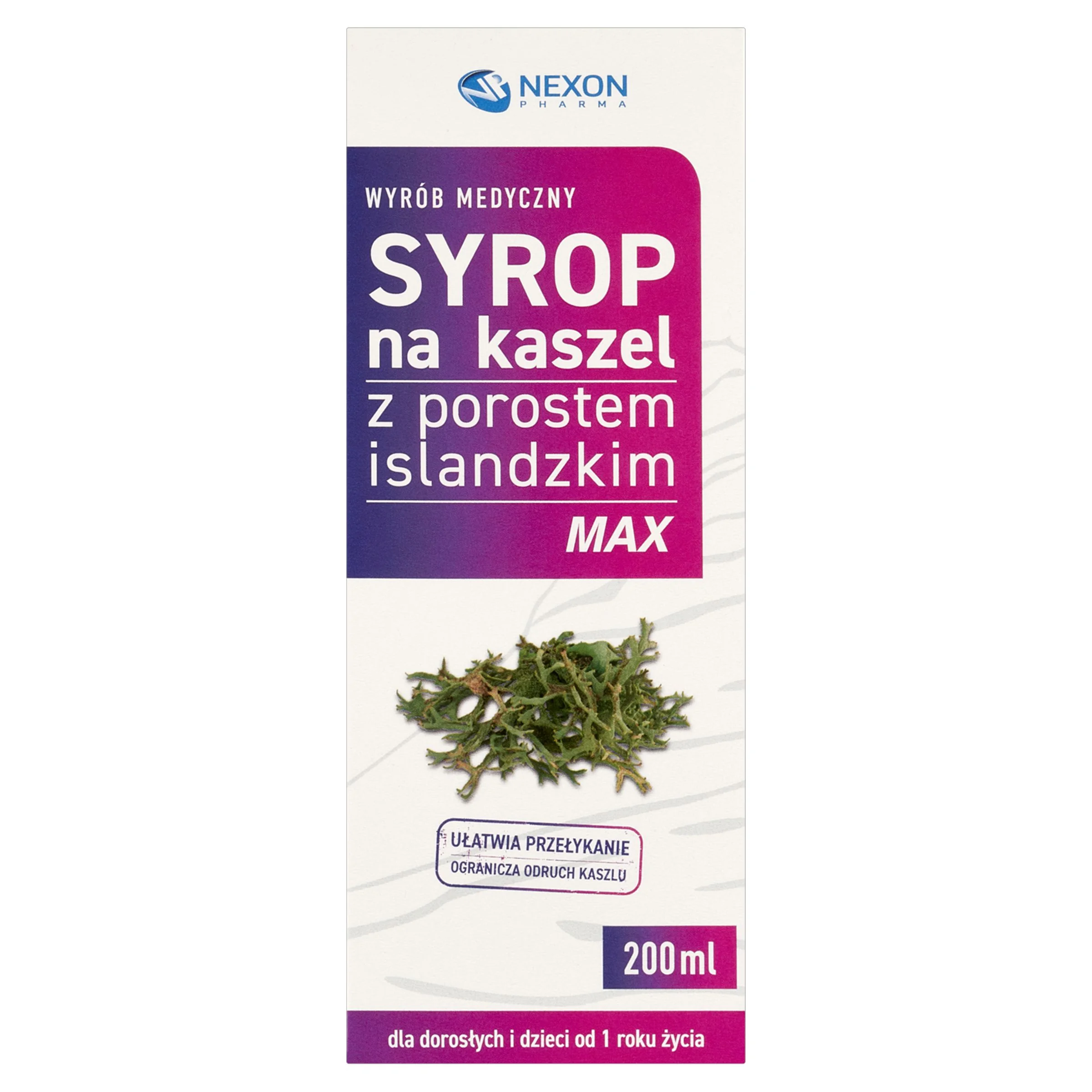 Nexon Pharma MAX, syrop na kaszel z porostem islandzkim, 200 ml