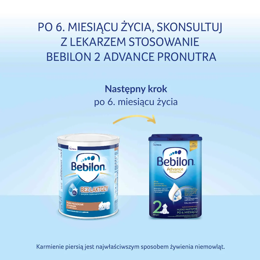 Bebilon BEZ LAKTOZY Pronutra mleko początkowe od urodzenia, 400 g