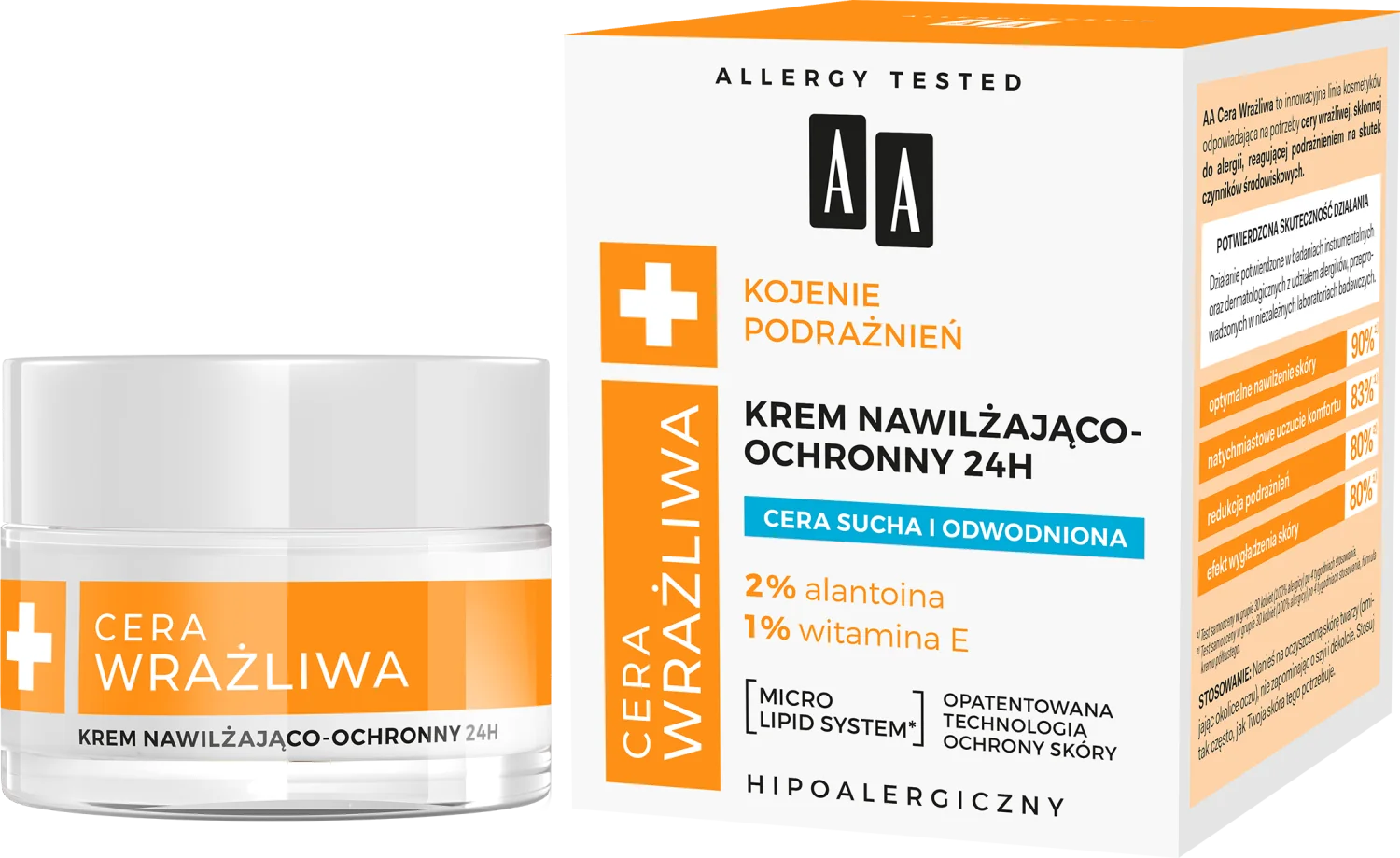 AA CERA WRAŻLIWA Krem nawilżająco-ochronny 24H,  50 ml 