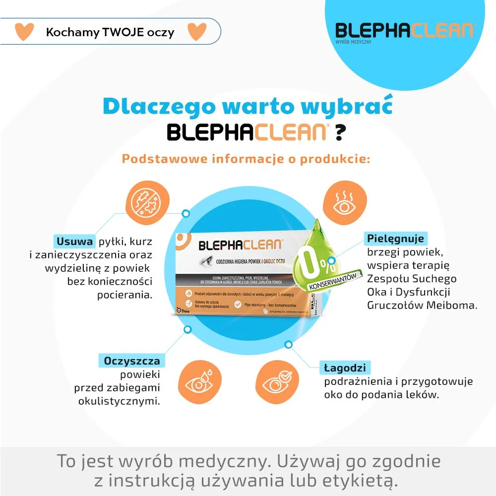 Blephaclean chusteczki do higieny powiek, 20 szt.