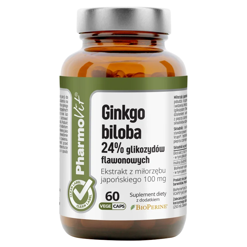 Pharmovit Ginkgo biloba 24% glikozydów flawonowych, suplement diety, 60 kapsułek