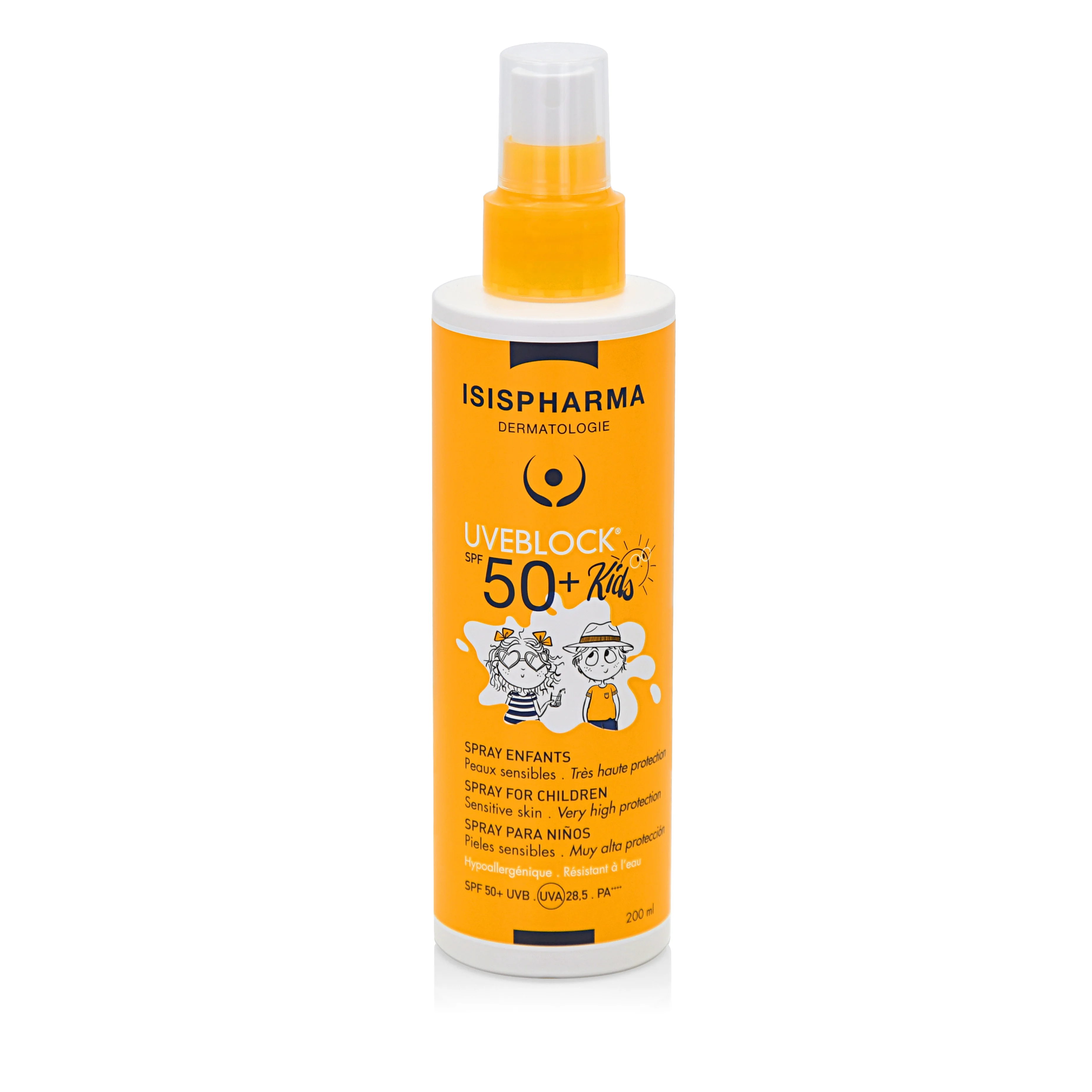 Isispharma Uveblock SPF50+ Spray Kids, przeciwsłoneczny spray do ciała dla dzieci SPF 50+, 200 ml