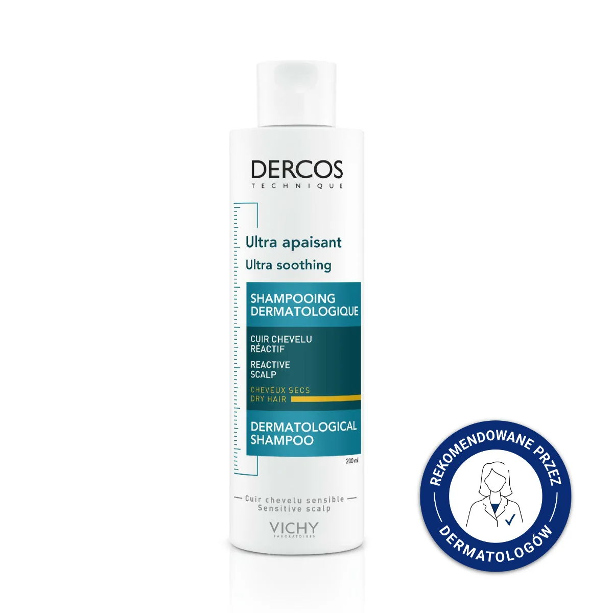 Vichy DERCOS Szampon ultrakojący włosy suche, 200ml