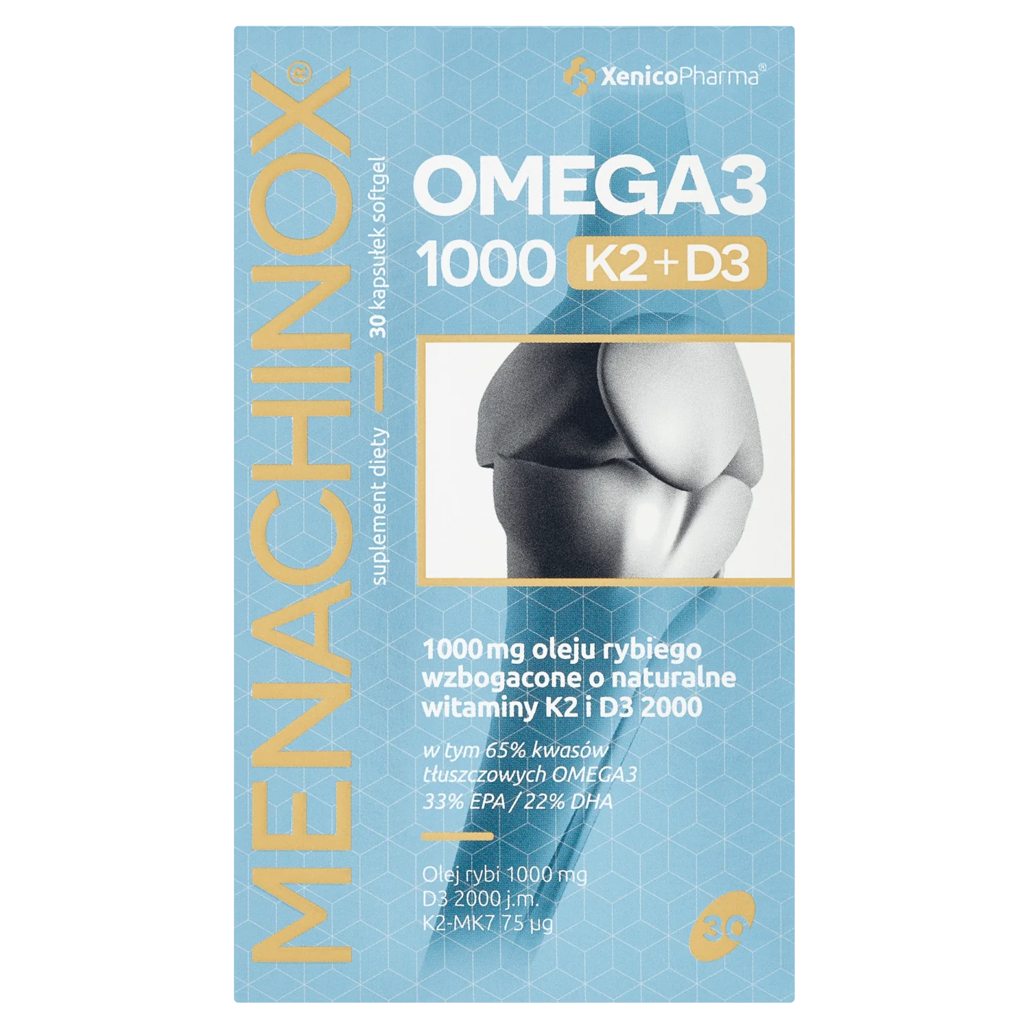 Menachinox omega3 1000 k2+d3, suplement diety, 30 kapsułek miękkich