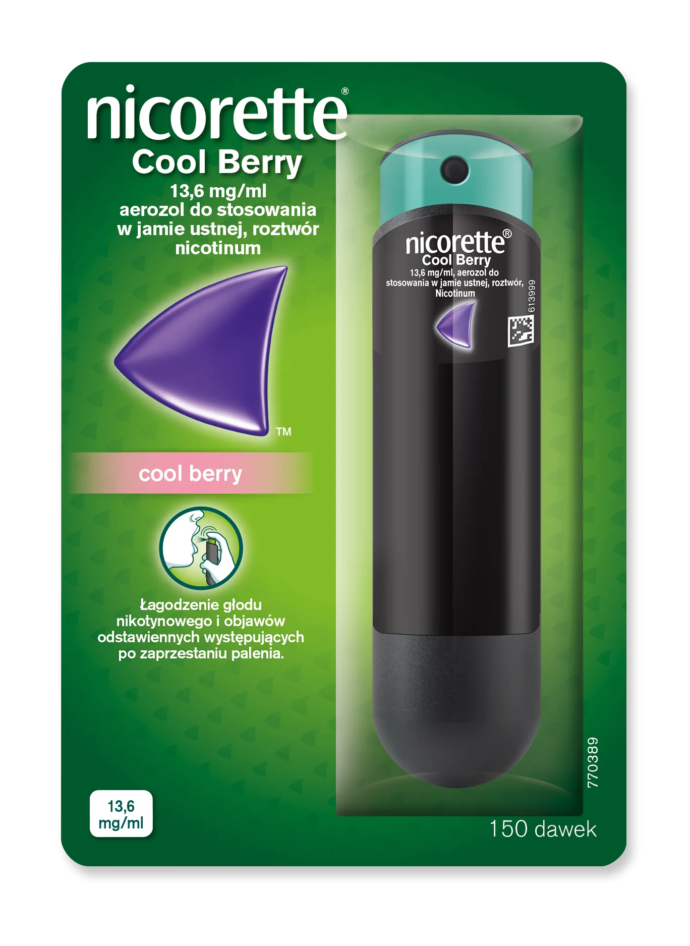 Nicorette Cool Berry, aerozol do stosowania w jamie ustnej, 150 dawek