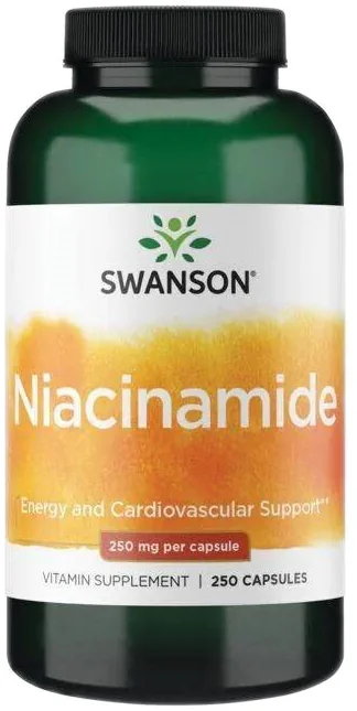 Swanson Niacinamide 250 mg, suplement diety, 250 kapsułek