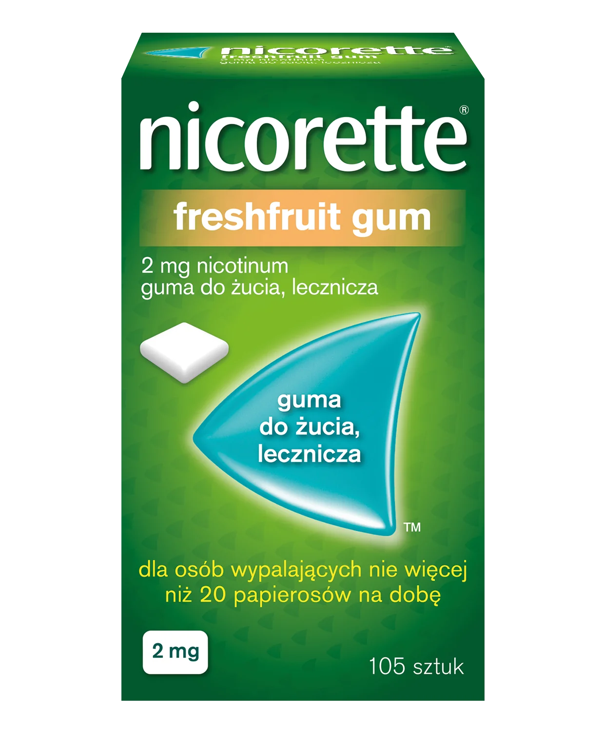 Nicorette FreshFruit Gum, 2 mg, 105 gum do żucia.