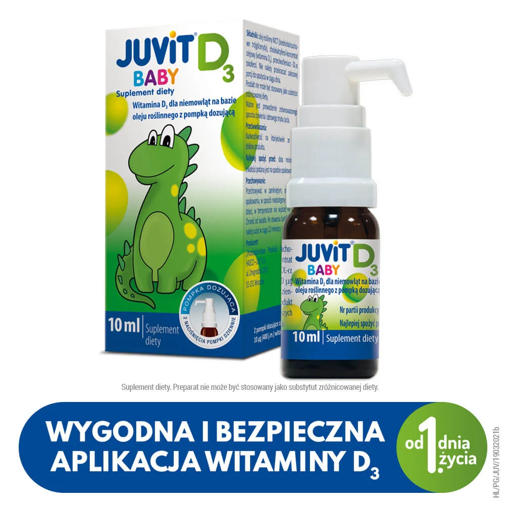 Juvit D3 Baby (z pompką), krople, suplement diety, 10 ml