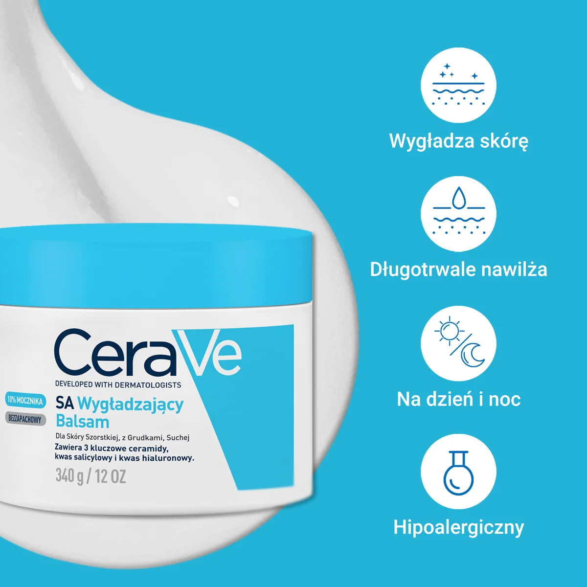 CeraVe balsam wygładzający do twarzy i ciała, 340 g