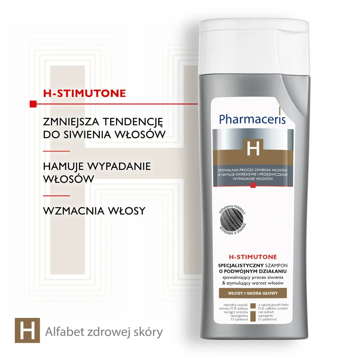 Pharmaceris H Stimutone, szampon spowalniający proces siwienia i stymulujący wzrost włosów, 250 ml 