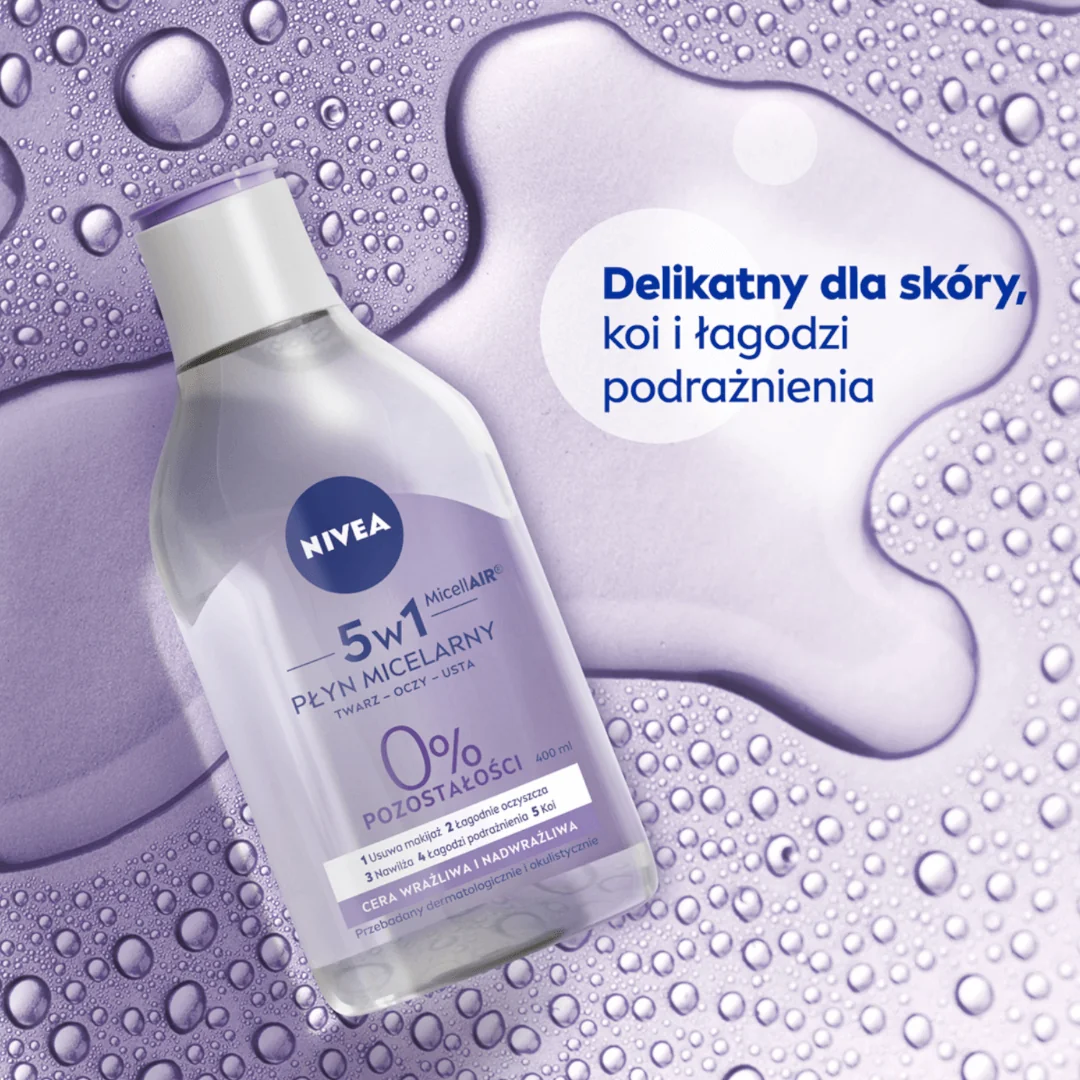 Nivea Pielęgnujący płyn micelarny 5 w 1 do cery wrażliwej i nadwrażliwej, 400 ml