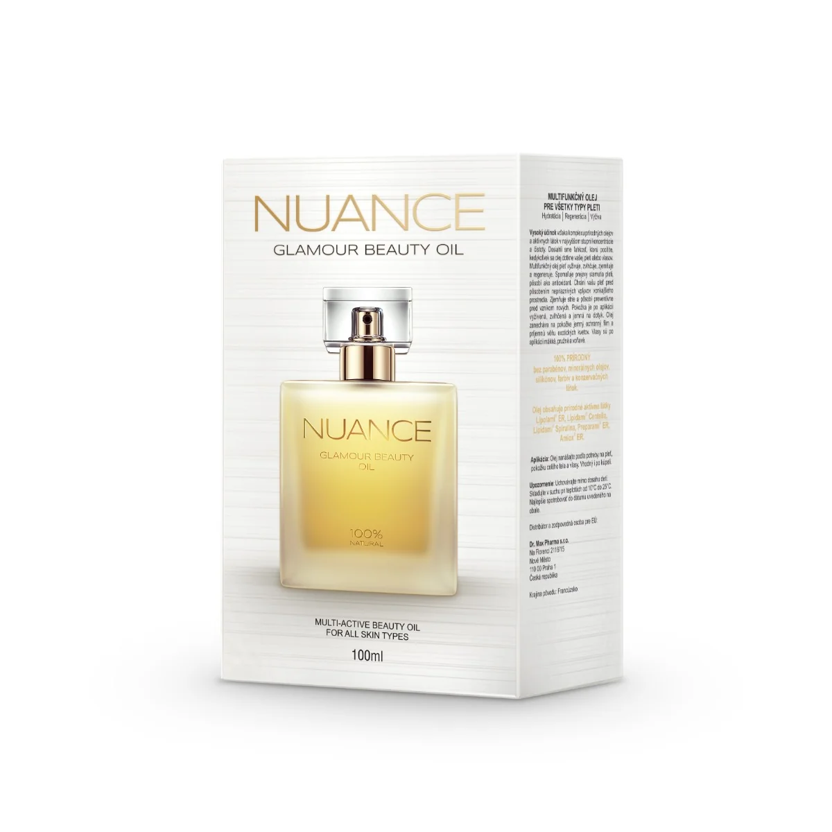 Nuance Glamour Beauty Oil, Olejek pielęgnacyjny do twarzy, ciała i włosów, 100 ml 