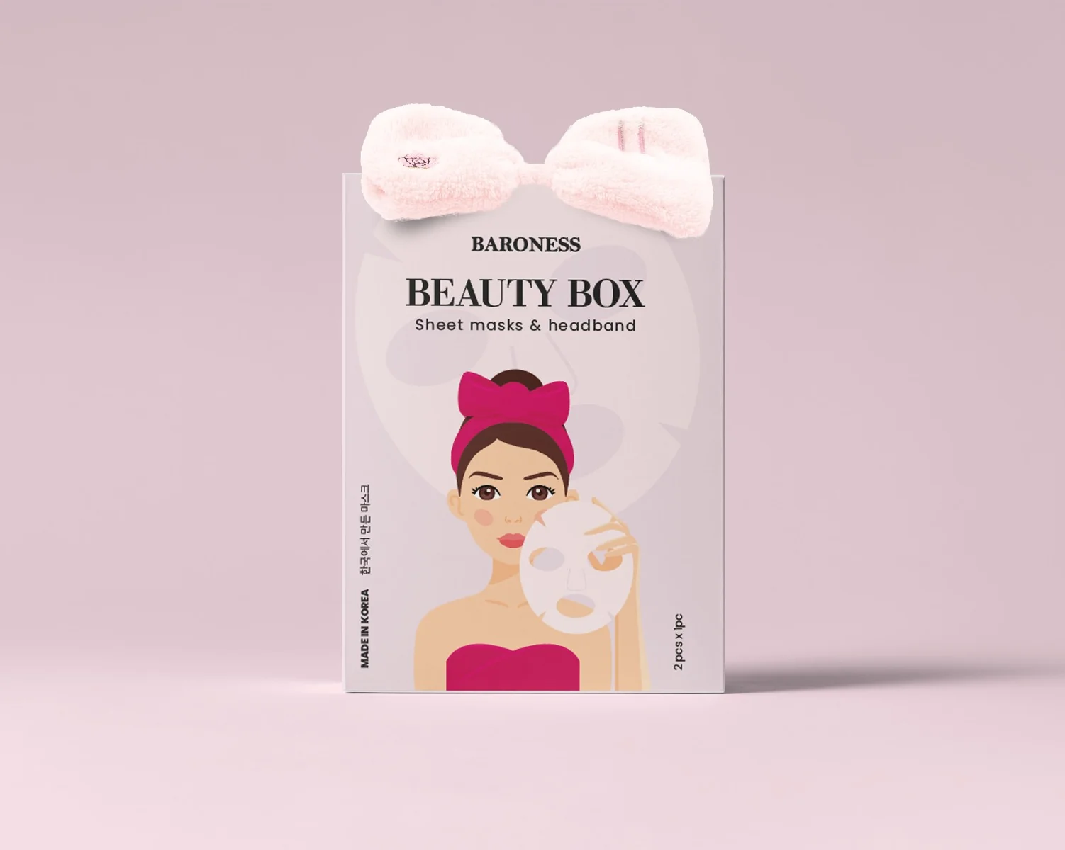 Baroness Beauty Box, zestaw maseczek w płachcie z opaską kosmetyczną, 1 szt.