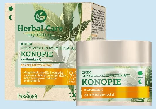 Herbal Care Krem odżywczo-rozświetlający, Konopie z witaminą C do cery bardzo suchej, 50 ml