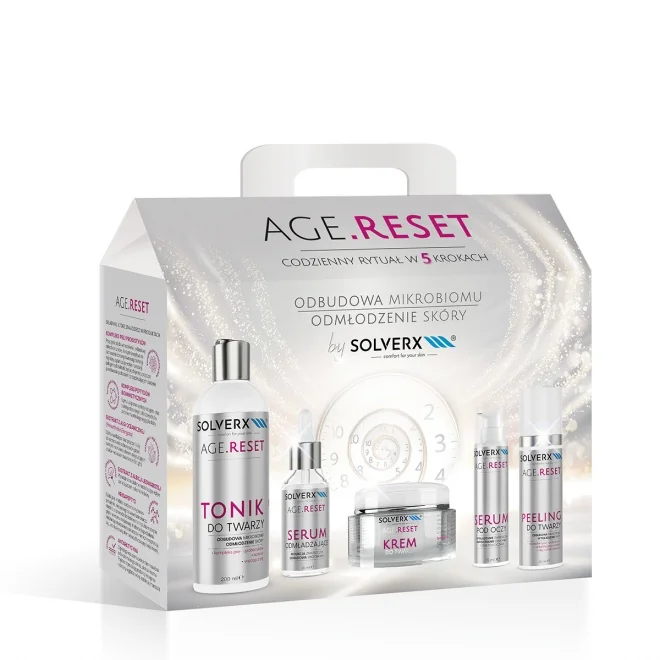 Solverx Age Reset, zestaw odmładzający dla kobiet, 200 ml + 30 ml + 30 ml + 15 ml + 50 ml